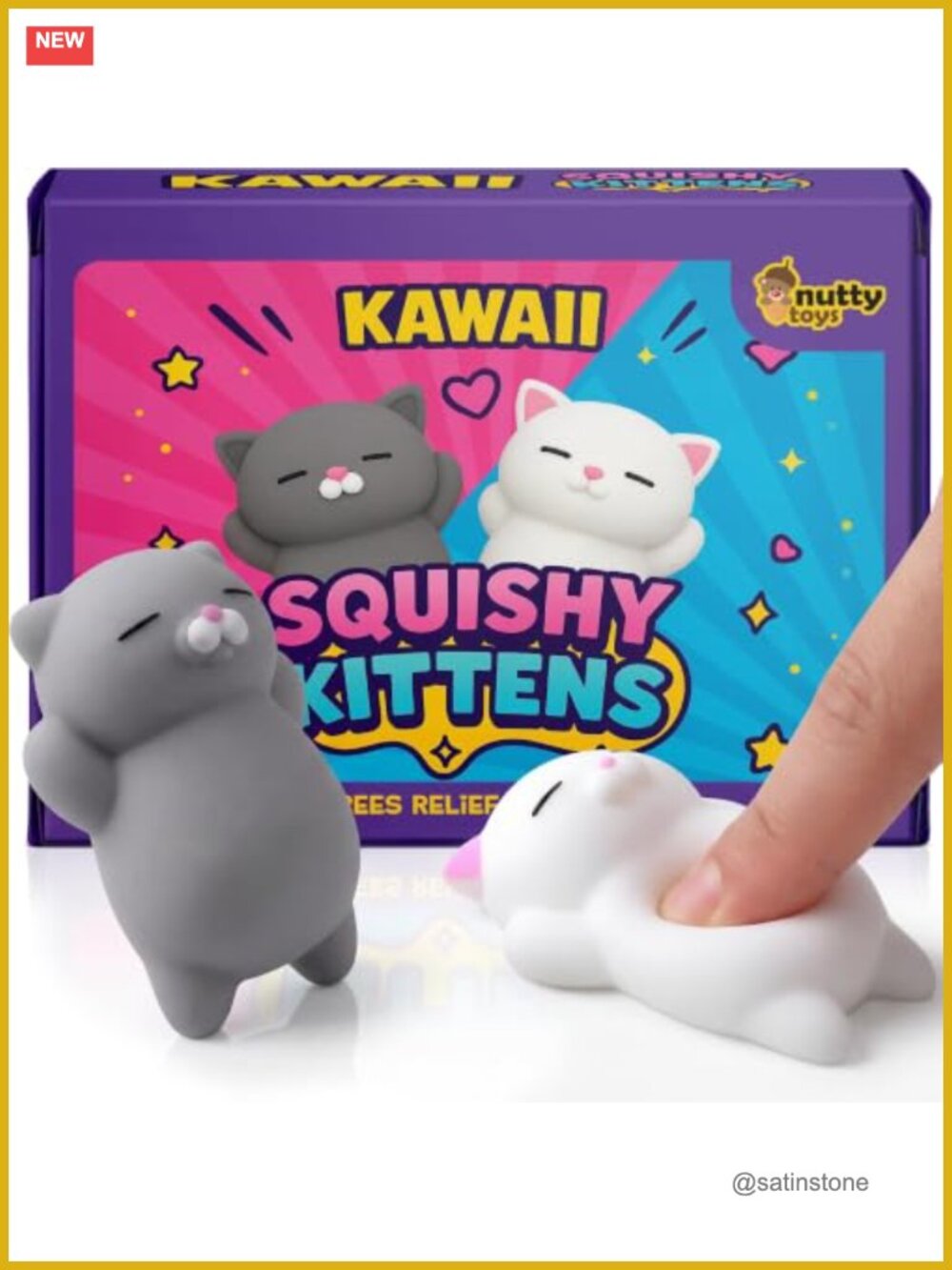 2 Pack Kawaii Squishy Cat Stress Relief Toy - Soft Silicone Fidget for Teens